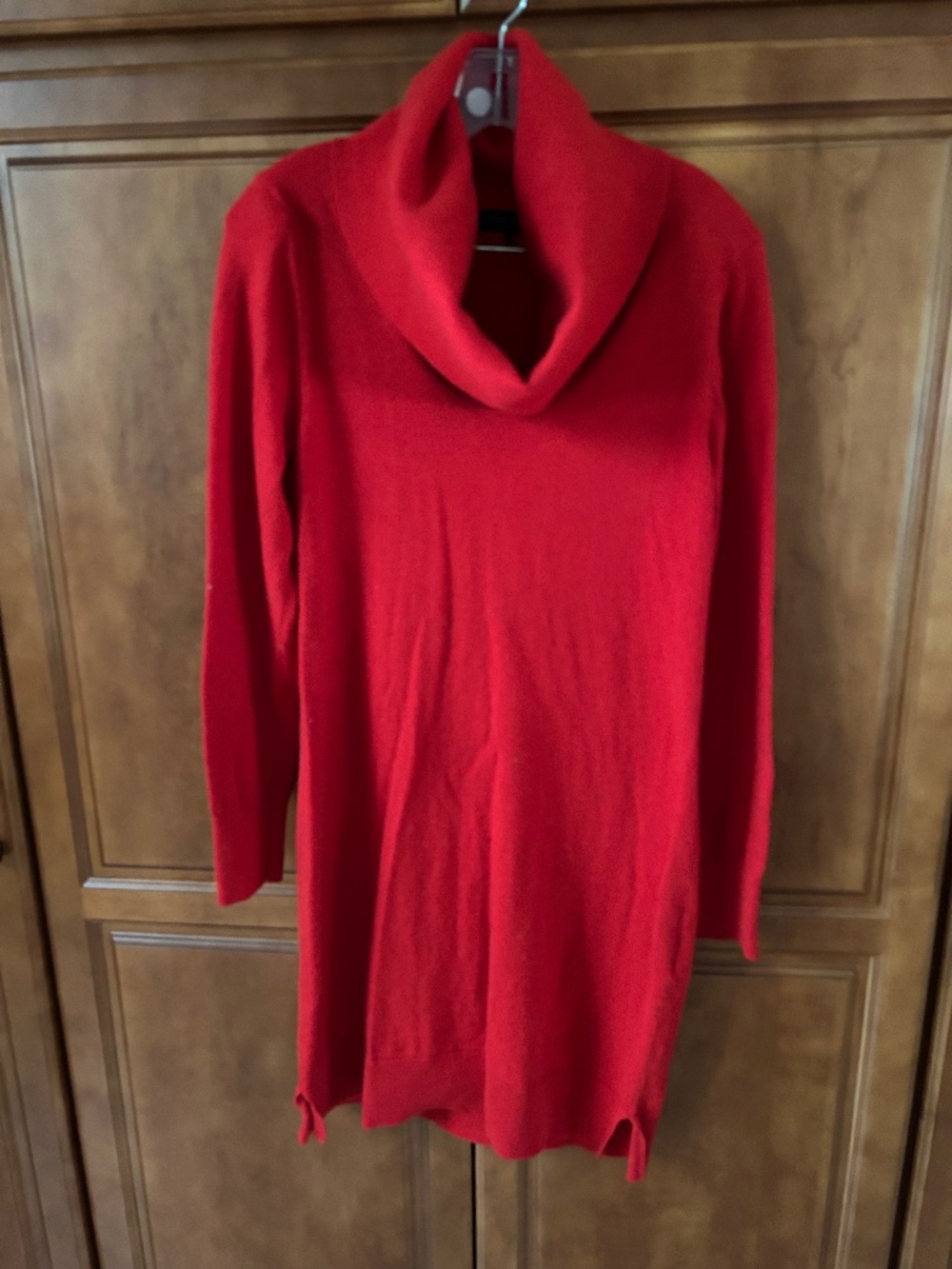 Donna Karan Red Cowl Neck Sweater Dress Size Medium